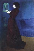 Jozsef Rippl-Ronai woman with a birdcage oil